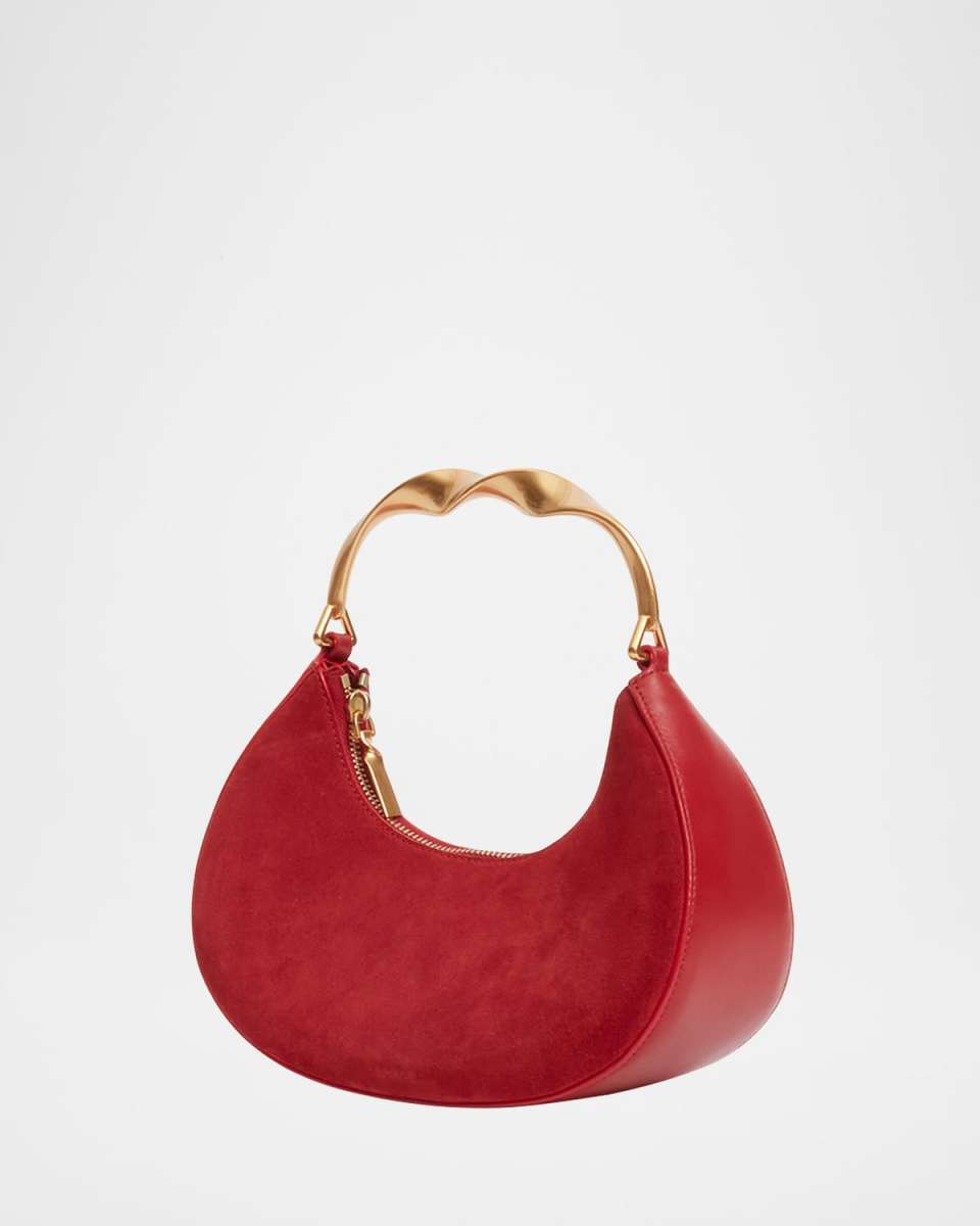 Nixi Suede Twist Top-Handle Bag
